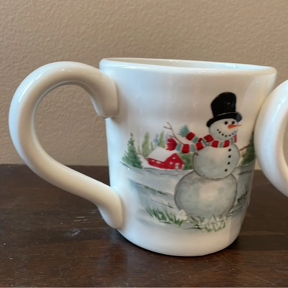 Maxcera Coffee Mugs Set Of 2 Cups New Christmas Trees Snowman Family - Picture 2 of 6